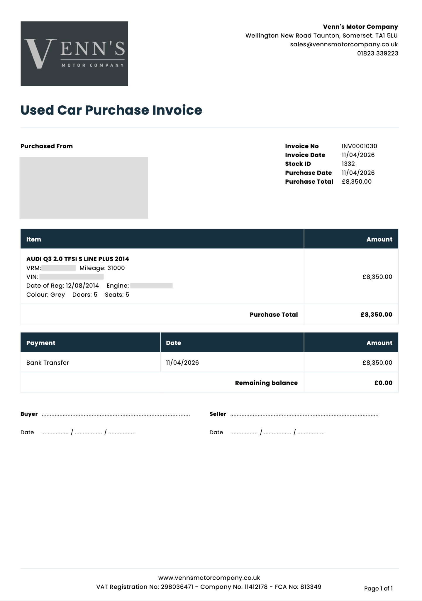 DMS-5 purchase invoice