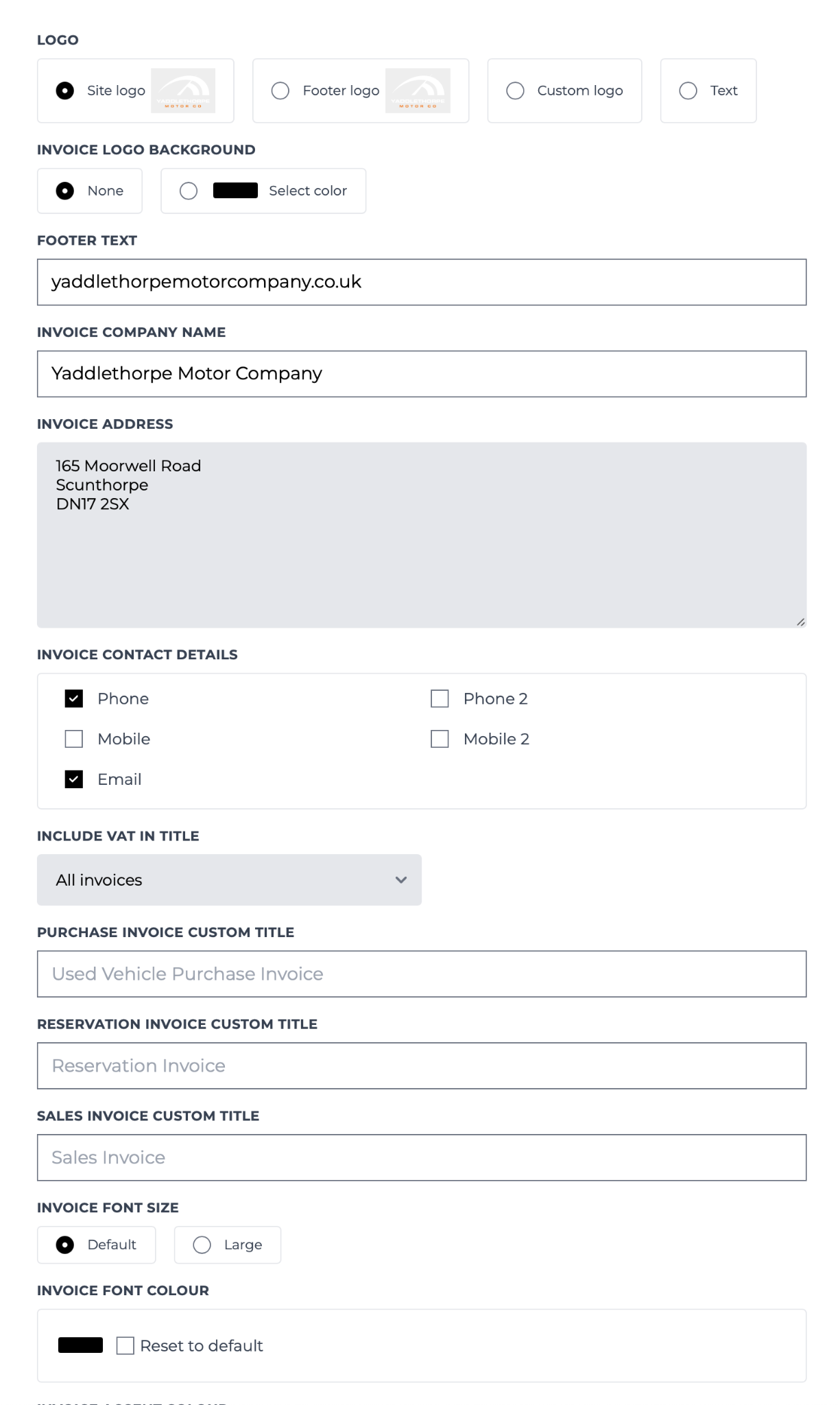 DMS-5 invoice setup and branding options